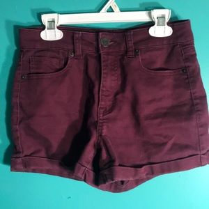 Maroon High Waisted Midi Shorts